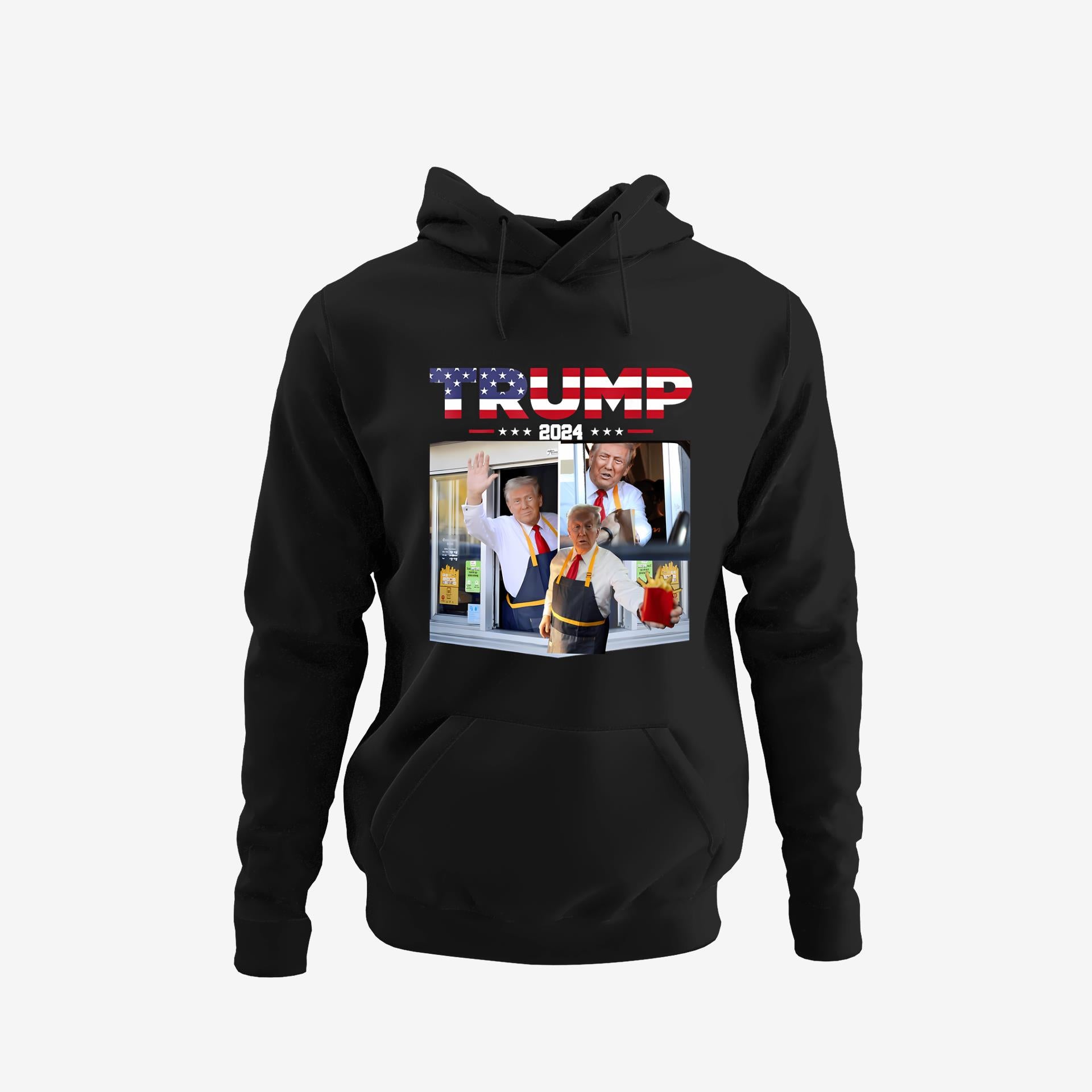 Trump Works The Drive-Thru Fast Food Worker French Fries Hoodie