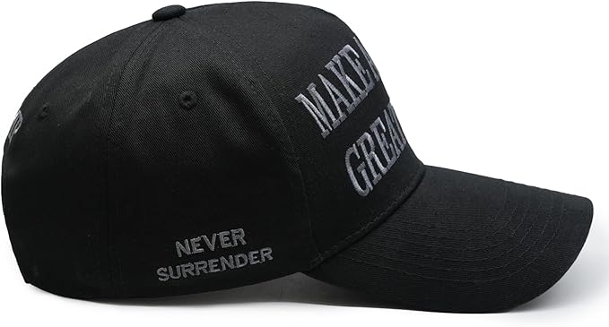 Donald Trump 45-47 Never Surrender MAGA Hat Make America Great Again Slogan with USA Flag Adjustable Baseball Cap Black